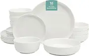 [Gibson Home] Oslo Porcelain Chip and Scratch Resistant Dinnerware Set, Service for 4 (16pcs), Plates and Bowls Dishes Sets, White