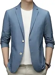 [JEShifangjiusu] Mens Casual Slim Fit Suit Jackets Two Buttons Lightweight Blazer Business Unlined Sport Coat, Light Blue, XXL