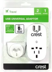 Crest Travel Visitor Power Adaptor Use in Australia 2 USB / One Socket PWA04989