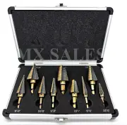9PC QUICK RELEASE STEP DRILL BIT SET WITH SAE HSS STEP BITS W/ CASE