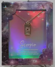 14k Gold Dipped Pierced Glass Zodiac SCORPIO Pendant Necklace - Gold NWT