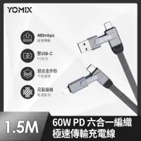 在飛比找momo購物網優惠-【YOMIX 優迷】PD 60W Type-C 1.5M六合