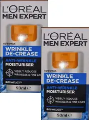 2x L'Oreal Men Expert Erase Wrinkle Anti Ageing Rejuvenating Moisturiser 50ml