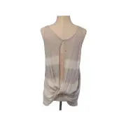 NWT Free People Womens Georgette Open Back Tank Top S Grey Tie Dye Striped