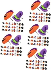 STOBOK 5sets Halloween Decorative Pins Unique Push Pins Cat Pumpkin Animal Designs for Home Office 32pcs*5