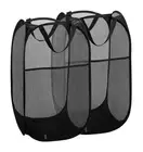 2 Packs Mesh Pop up Laundry Hamper (Black) with Portable Handles, Collapsible