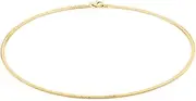 [SA Chains] 2mm thick 18K gold plated on solid sterling silver 925 stamped Italian Omega snake link chain necklace chocker with lobster claw clasp jewellery jewelry - 12 14 16 18 20 22 24"