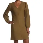 NWT Madewell Long Sleeve Dress Fall Balloon Sleeve Boho Olive Green Medium