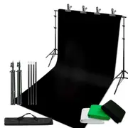 2X3M Larger Backdrop ChromaKey Green Screen Black White Background Stand KIT+BAG