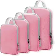 [JOYCHER] Compression Packing Cubes for Suitcases, 4pcs a Set Packing Cubes for Suitcases for Travel Packing Cubes, Clothing Underwear Bag, for Man & Women Suitcase Organizer Bags Set for Luggage (Pink)