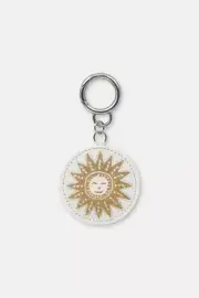 Cath Kidston Key Chain Key Fob Sun White/Gold Silver Tone Hardware Fast Ship NWT