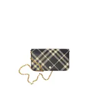 Burberry Mini Check-Printed Chain Strap Wallet One size Black/calico