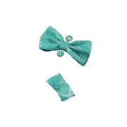 Mens Turquoise Paisley Matching Bow Tie, Pocket Square & Cuff Links Set