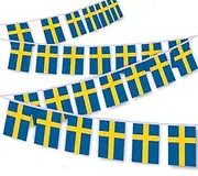 30 PCS Sweden Flag String,33 FT Swedish National Bunting, Decor Banner for Outdoor Indoor Patio Yard Decoration