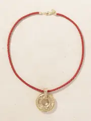 [Marlo Laz] Marlo Laz - Southwestern Donut 14-karat Gold, Diamond And Leather Necklace - Red - One size One size Red