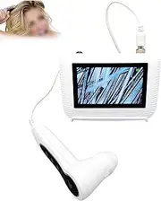 Hair and Skin Care Microscope with 50X and 200X Lenses, Scalp and Skin Detector That Supports Freeze/Zoom/Zoom Image, Rechargeable + 5-inch Screen + Skin/Pore/Scalp/Hair Follicle Detection,White