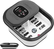 Foot Spa Bath Massager with Heat, Collapsible Foot Massager Spa Soaking Tub with Bubbles, Red Light, Pumice Stone, and Shiatsu Massage Rollers, Pedicure Foot Spa for Relaxation, Gifts