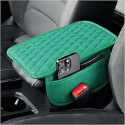 Thin Arm Rest Cover for Car,Leather+Memory Foam Center Console Cover with Storage Bags,Universal Middle Console Cover Car Accessories Interior for Most Cars Center Consoles (Green)