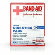 Band-Aid Brand Large Triple Layer Non-Stick Pads Hurt Free 10 Count Pack of 12