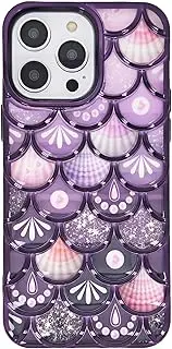 [DMaos] for iPhone 14 Pro Max Case for Girl, 3D Mermaid Cover, 2 Pieces Pattern Glitter/Shell, Cute for iPhone14 Pro Max 6.7 Inch - Purple