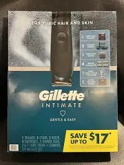 Gillette Intimate Men’s Pubic Hair Grooming Kit, 1 Trimmer,Combs, 1 Razor & More