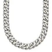 Stainless Steel Chisel Polished 24 Inch Link Necklace