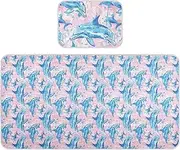 Cartoon Cute Blue Dolphin Cooling Baby Toddler Bed Mattress 28" x 52" Absorbent Pads for Bed Washable for Kids, Adult