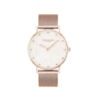 在飛比找蝦皮商城優惠-COACH 玫瑰金框 星空白面 玫瑰金米蘭錶帶36mm 女性