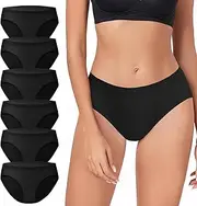 [TDONE] Women's High Waist Stretch Cotton Breathable Hipster Soft Panties Tummy Control Underwear Briefs Pack of 6