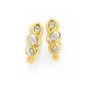 9ct Gold Diamond Weave Hoop Earrings