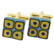 GlassOfVenice Murano Glass Millefiori Square Cufflinks - Aqua Mosaic