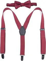 [Generic] Children Braces Children's 3-clip Y-type Back Belt Clip Casual Suspenders 2.5cm Back Belt Clip Bow Tie Set