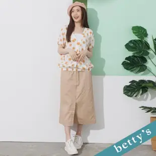 【betty’s 貝蒂思】V領點點印花假兩件上衣(駝色)