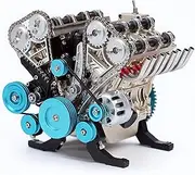 TECHING v8 Engine Model kit That Works Mechanical Metal Assembly DIY Car Engine Model Kit 500+Pcs Educational Experiment (8 Cylinder Engine)
