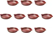 Set of 10, Iron Red Round Au Gratin Dish (8.4 x 6.7 x 1.6 inches (21.4 x 17 x 4 cm) | Setomonohonpo