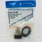 Selecta SS215-10-BG Pushbutton Switch SPST On-Off 6A 6” Leads 15/32” Dia.