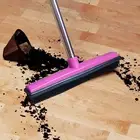 Carpet Rake for Pet Hair Removal, Rubber Broom with Squeegee and Telescopic Long