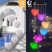 Solar Wind Chime Heart Shaped Light LED Color Changing Waterproof Outdoor Decor