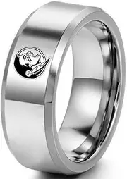 FSU College Ring NCAA Fans Titanium Steel Silver Black Band Jewelry Size 5-13