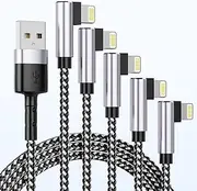 [Apple MFi Certified] iPhone Charger Fast Charging 5-Pack Lightning Cable Nylon Braided iPhone Charger Cord 90degree Short 0.5ft/1.0ft*2 217-8