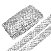14 Yard Sequins Beaded Lace Trim 5 Row 1.4 inch Braid Trim Silver