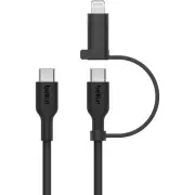 Belkin BoostCharge Pro 1.5m 2 in 1 Cable with USB-C and Lightning Connector (Black)