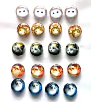 20 Glass Flatback Domed Cabochons, 18mm, Asstd Cat Faces, Handmade