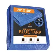 Better Blue Poly Tarp 20' x 40' - Multipurpose Protective Cover - Lightweight...