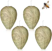 Proxima Direct 4 Pack Wasp Nest Decoy Hanging Wasp Deterrent for Hornets Natural Wasp Repellent Wasp Trap Fake Wasp Nest Bee for Home and Garden Outdoors Deterrent for Hornets Green Jackets