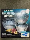 Vintage 1995 Pyrex Clear Sculptured 6 Piece Serving Bowl And Lids Set New In Box