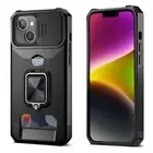 FOR iPhone 14 Plus [6.7inch] Heavy Duty Shockproof Stand Case w/Card Slot, Black