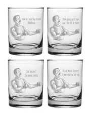 Susquehanna Glass Set of Four Manly Man Rocks Glasses