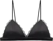 [Generic] Women Bras Wireless Front Closure Lace Bralettes for Women Floral Adjustable Thin Strap V Neck Hook Eye Unpadded Triangle Bralette Wire Bra (with Chest pad) Sports Bras Pack for Women