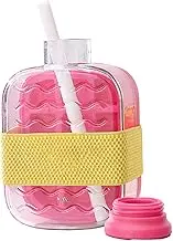 Cube Ice Tray - 500ml Ice Tray Mold - Non Stick Hot Weather Supplies with Lid and Straw for Party Kitchen Picnic Camping Gathering